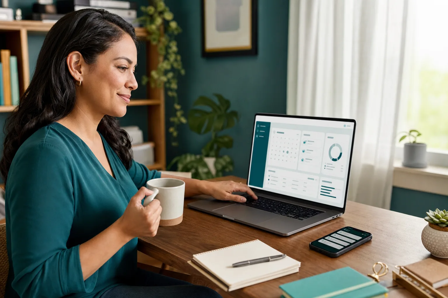 A freelance interpreter managing assignments from a home office